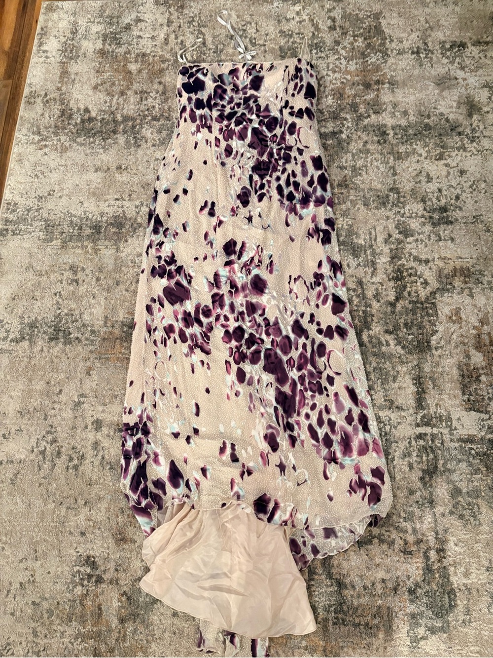 Women’s Strapless Floral Maxi Dress in Ivory and Purple